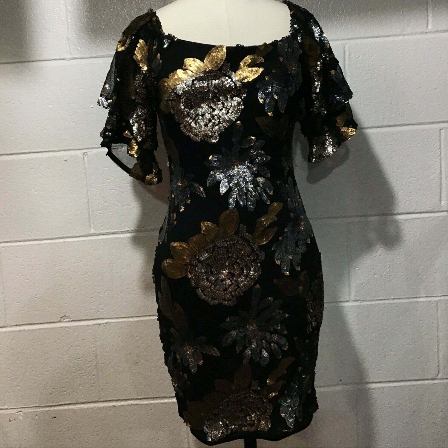 Black/Gold/Silver Sequin Dress