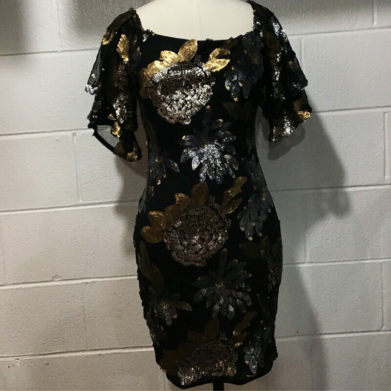 Black/Gold/Silver Sequin Dress