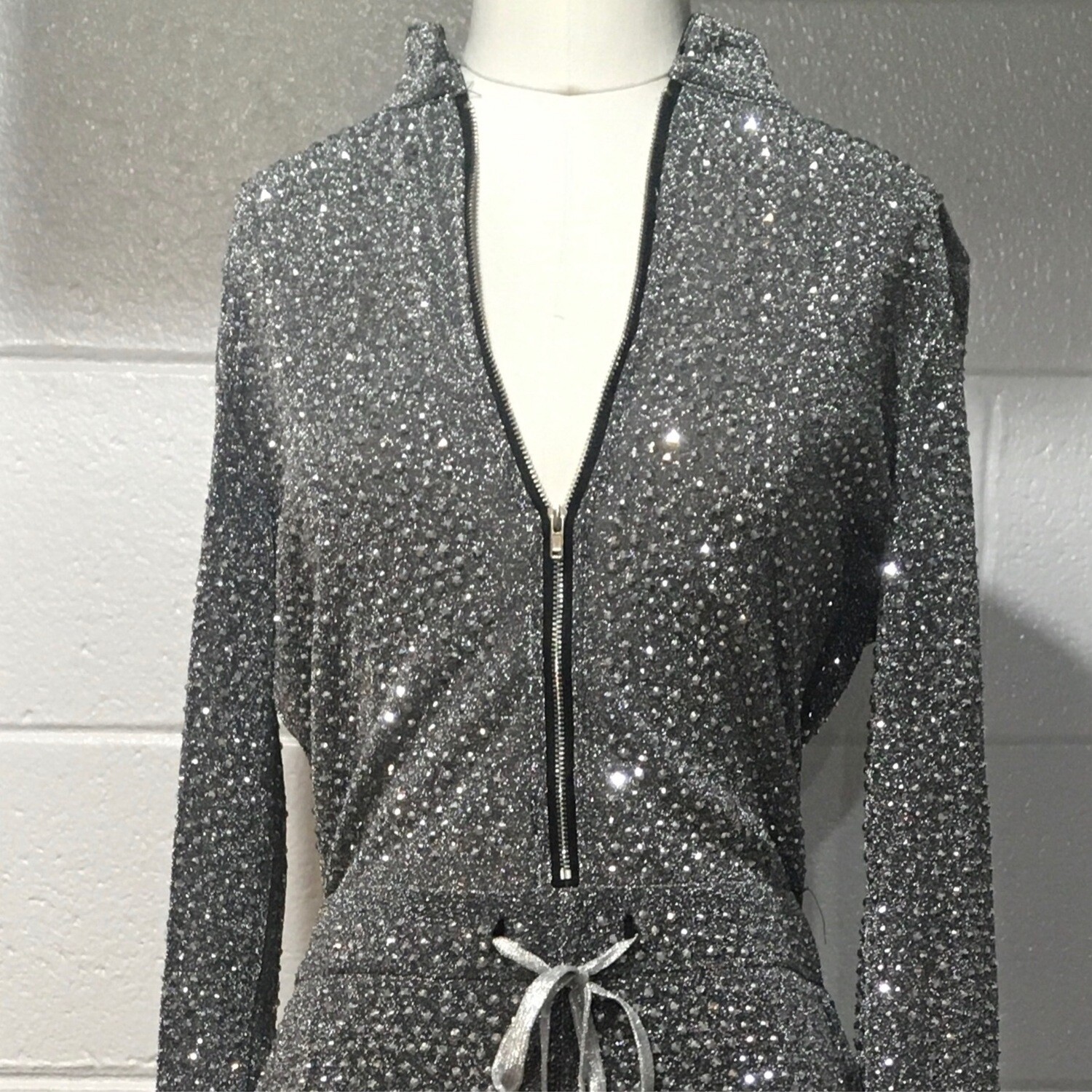 Silver long sleeved Studded Jumpsuit
