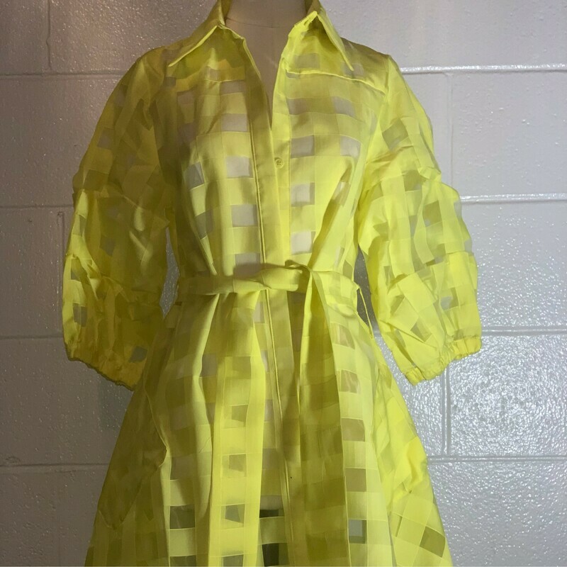 Yellow Sheer Checkerboard Trench Coat