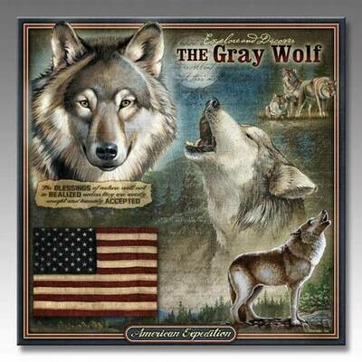 Gray Wolf Wildlife Series 3D Embossed Tin Sign