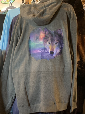 Gray Wolf Zip-Up Hooded Sweatshirt Gray Wolf Zip-Up Hooded Sweatshirt