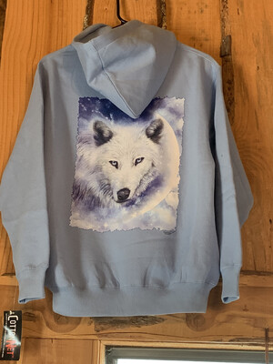 Light Blue Wolf Zip-Up Hooded Sweatshirt Light Blue Wolf Zip-Up Hooded Sweatshirt