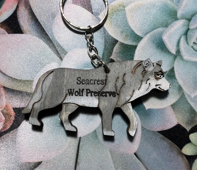 Wood Wolf Keychain