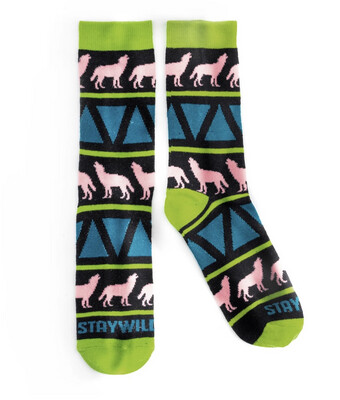 Pink N Green Wolf Socks