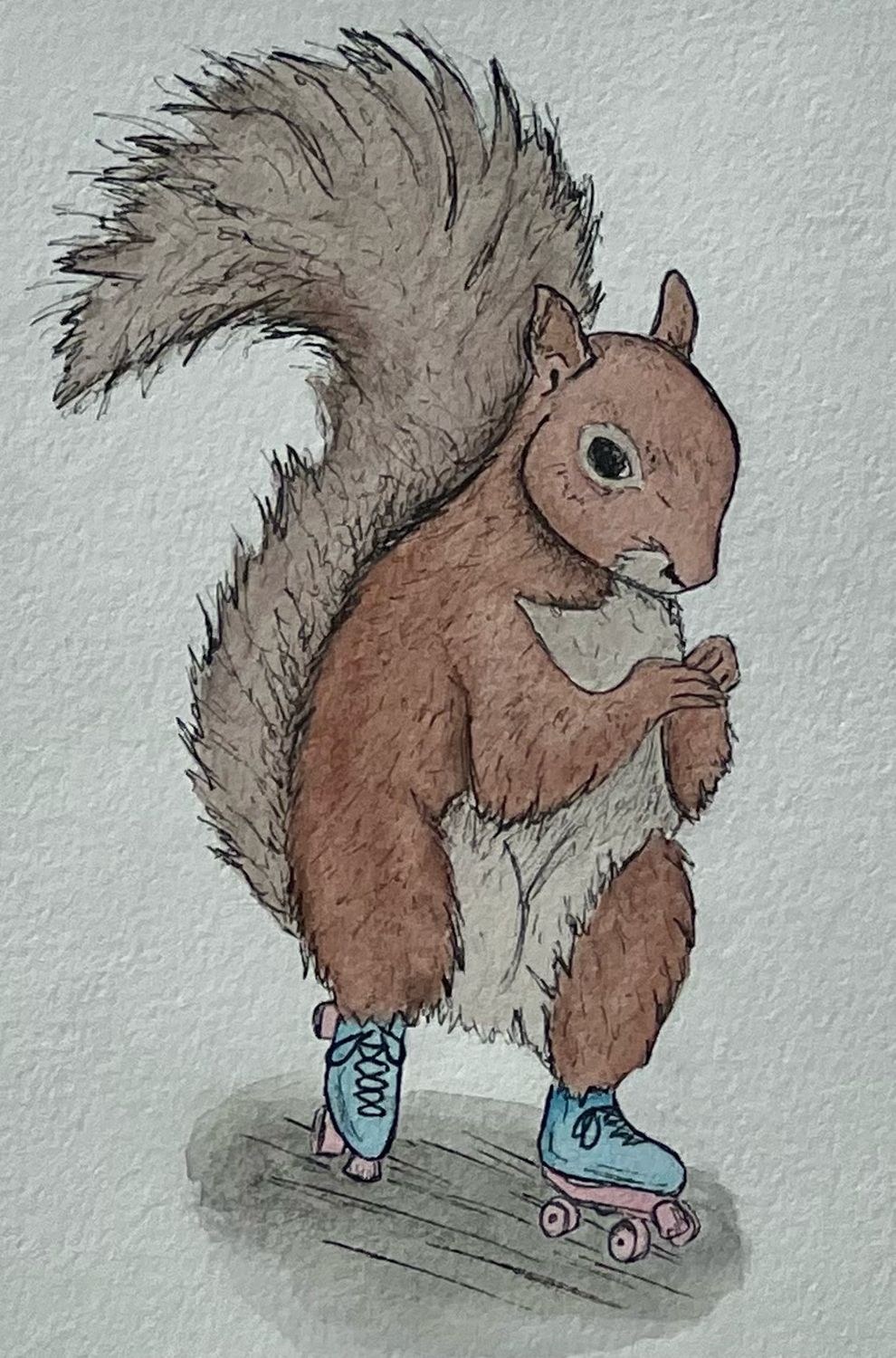 Art Print By M.Ott- ROLLER DERBY SQUIRREL