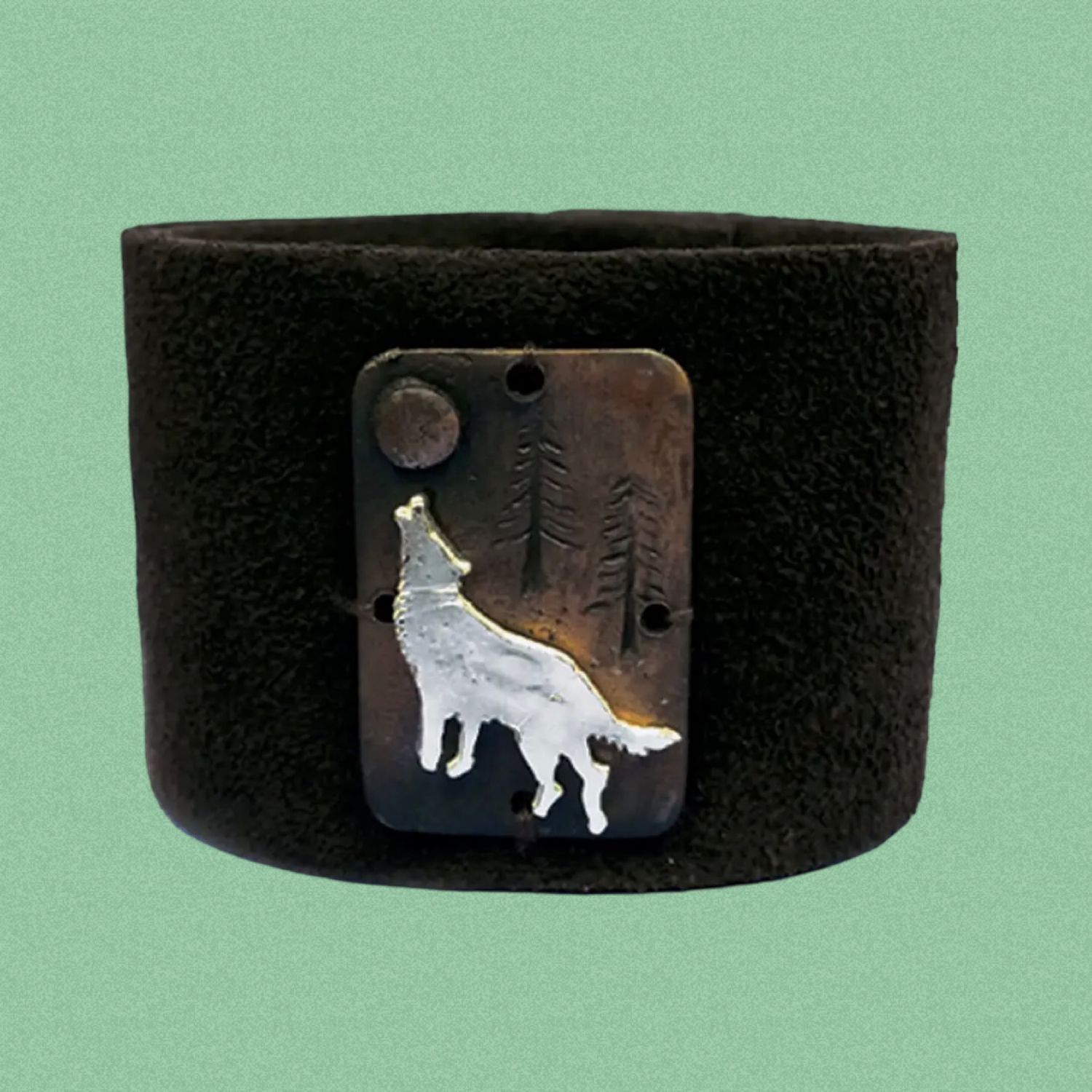 Leather Cuff Wolf Bracelet