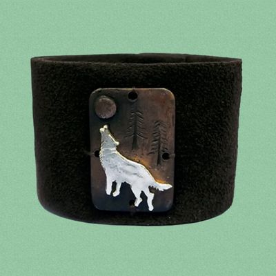 Leather Cuff Wolf Bracelet