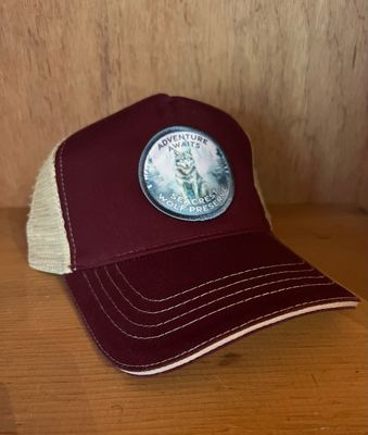 Hat- Adventure Awaits- Trucker- Burgundy