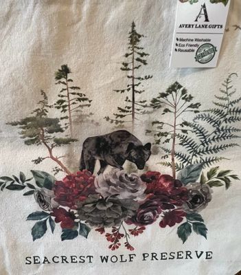 Tote Bag- Black Wolf Floral