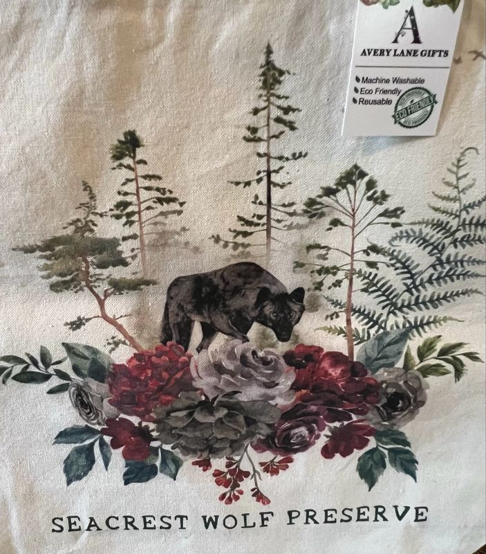 Tote Bag- Black Wolf Floral