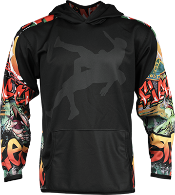 Wrestling Graffiti Sleeve Hoodie