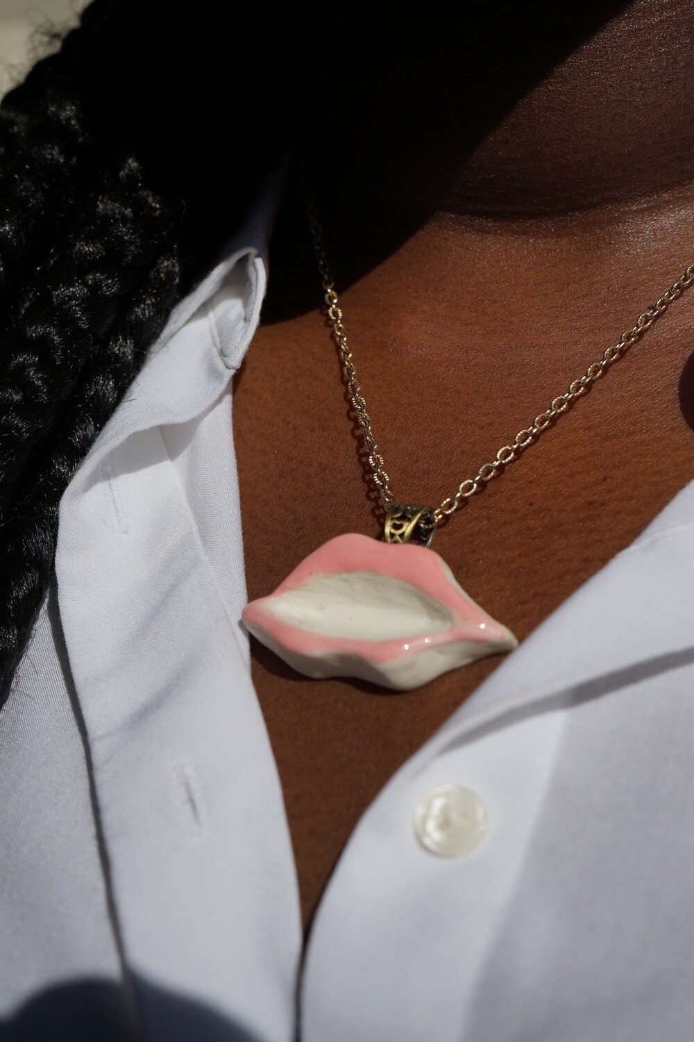 Big Pink Lips Necklace