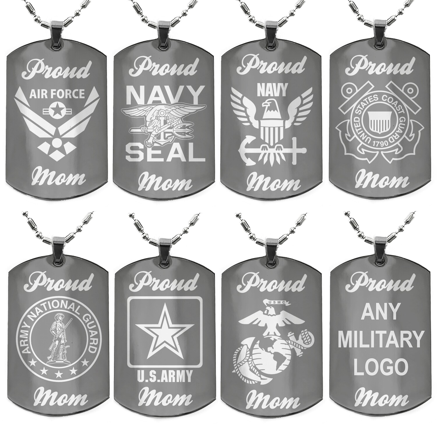 Proud Military Mom Dad Wife Sister Brother Son Daughter Custom Dogtags Pendant Necklace - Stainless Steel Pendant