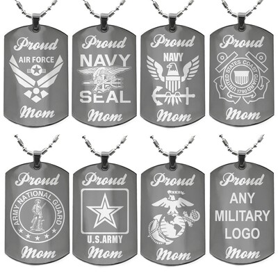 Proud Military Mom Dad Wife Sister Brother Son Daughter Custom Dogtags Pendant Necklace - Stainless Steel Pendant