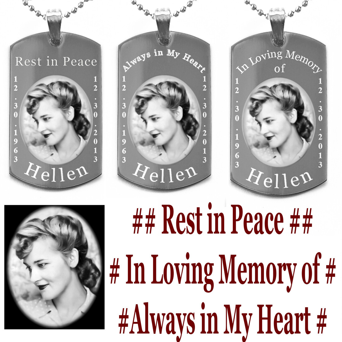 In Loving Memory Custom Photo Engraving Dogtags Pendant Necklace RIP Rest in Peace Always in My Heart…