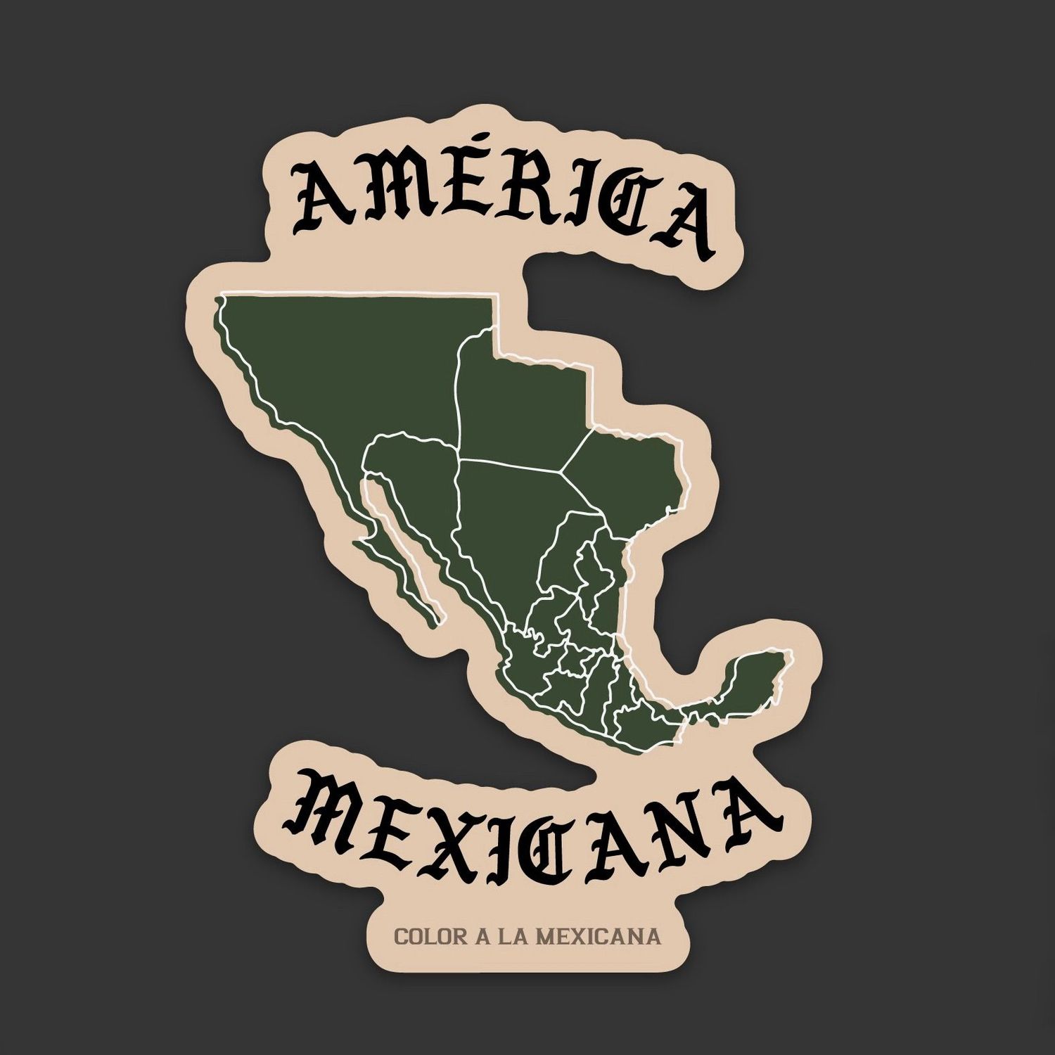'Map of 1823' Sticker, Option: America Mexicana tan