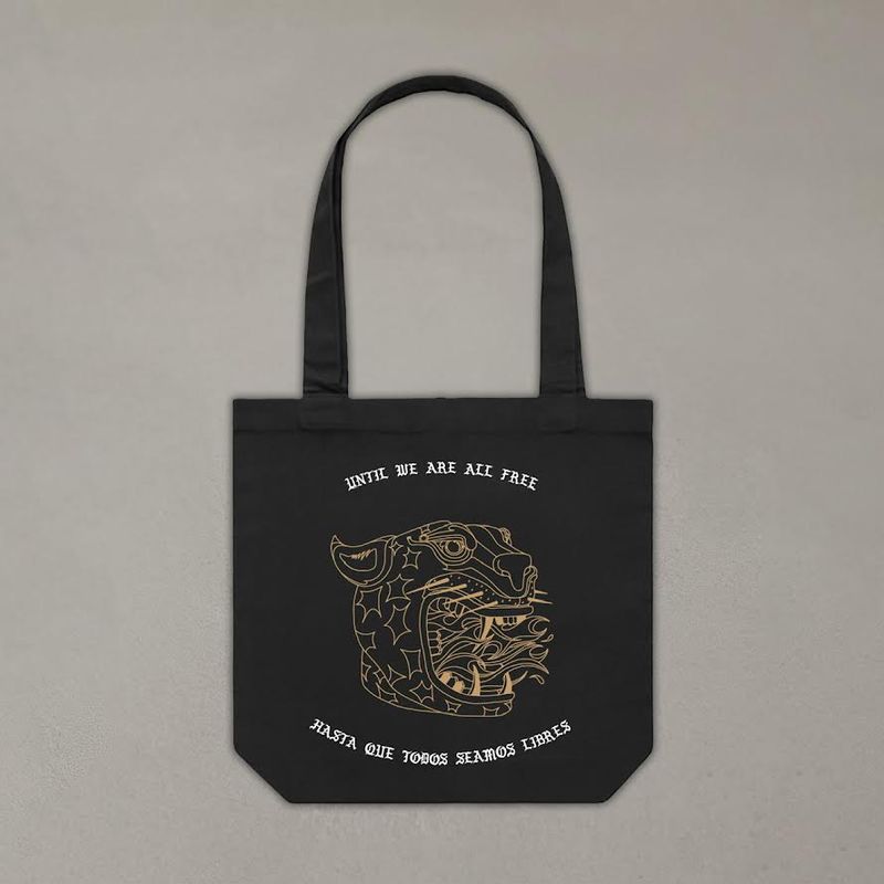 'Until we are all free'  Black tote