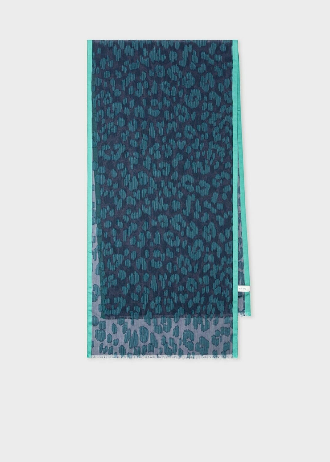 Paul Smith Leopard Print Sheer Silk Scarf in Blue/Green