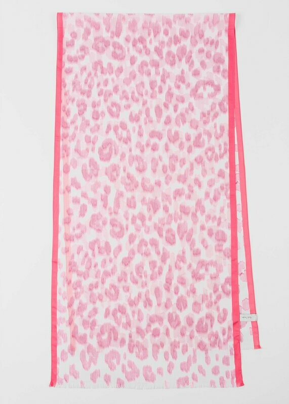 Paul Smith Leopard Print Sheer Silk Mix Scarf in Pink/Fuschia