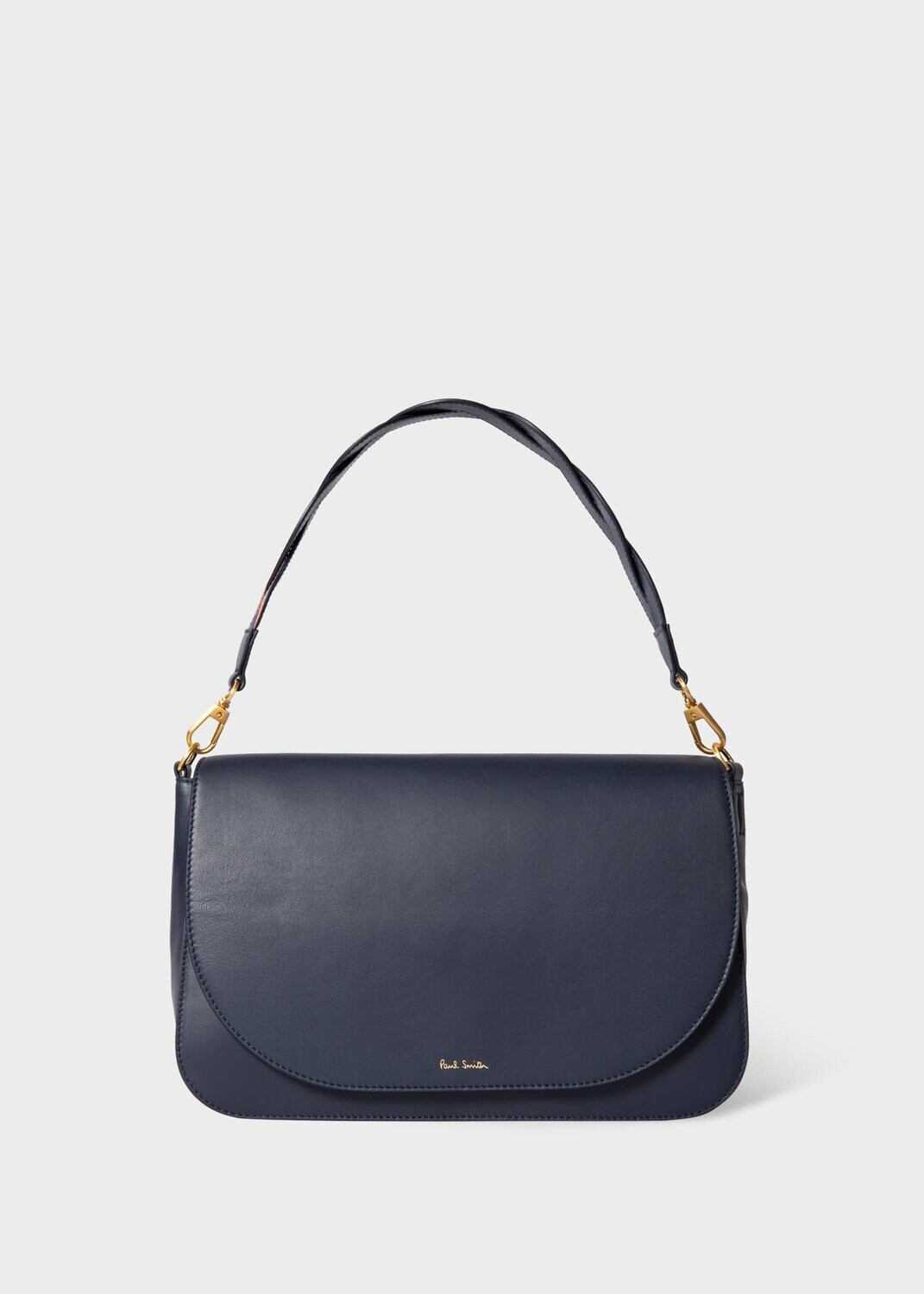 Paul Smith Navy Leather Saddle Bag Size medium with Swirl Strap