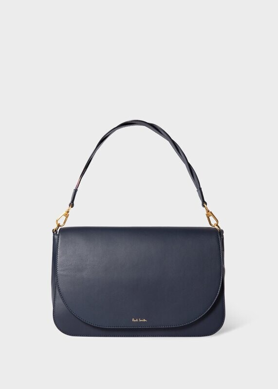 Paul Smith Navy Leather Saddle Bag Size medium with Swirl Strap