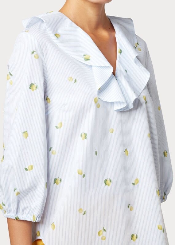 Paul Smith Blue Striped Blouse with Lemon Print