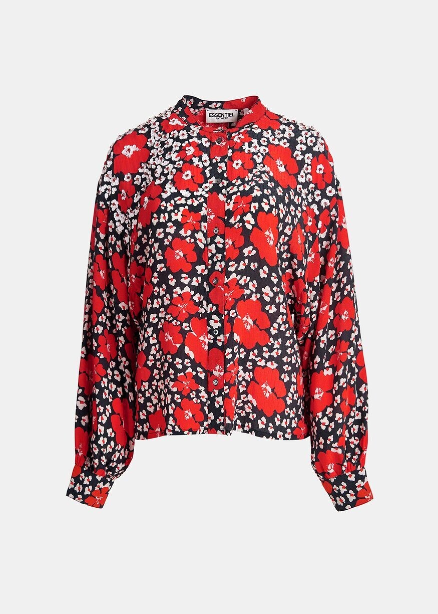 Essentiel Antwerp Constellation Blouse in Red, Dark Blue and White Floral