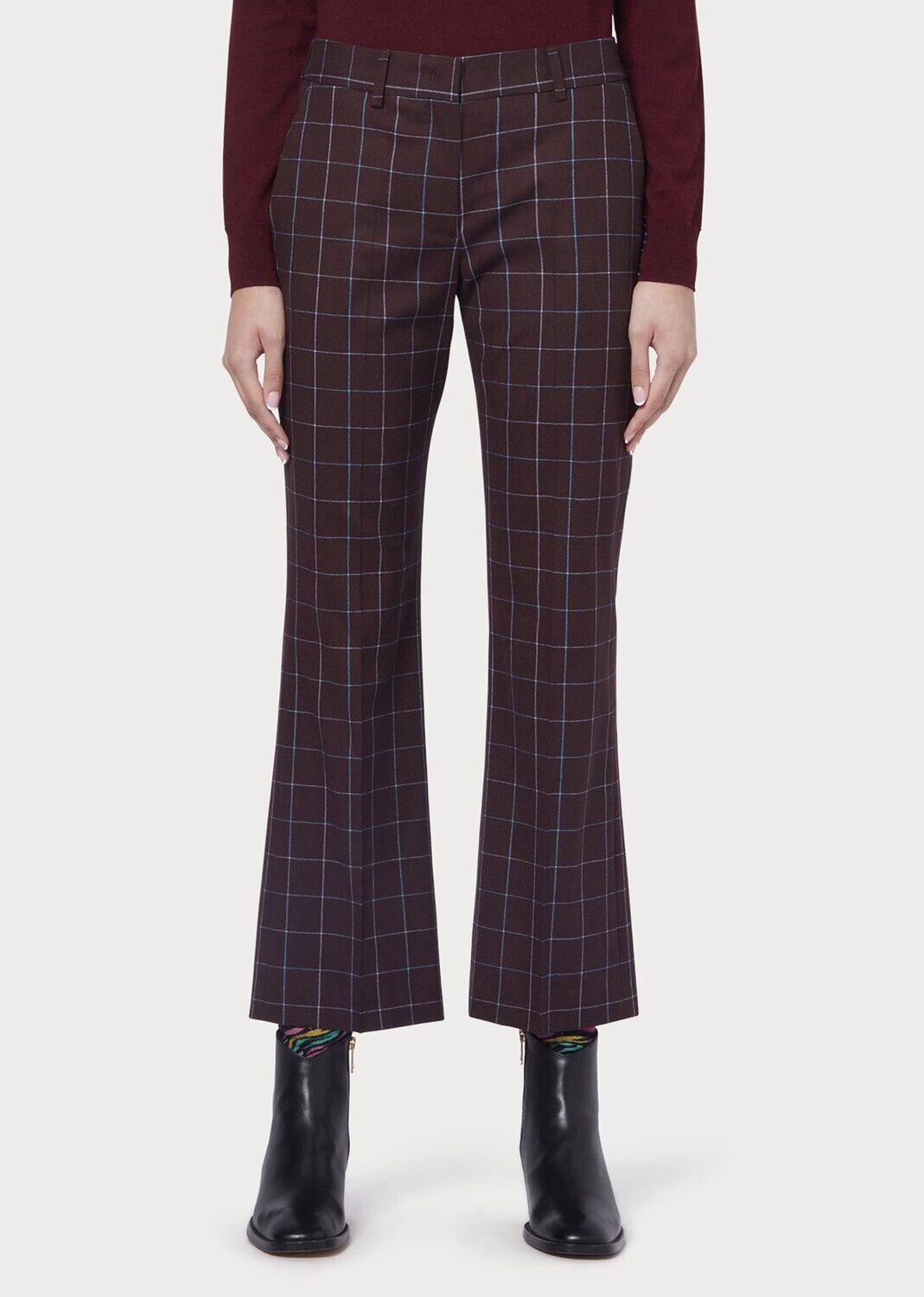 Paul Smith Burgundy Check Cropped Trouser