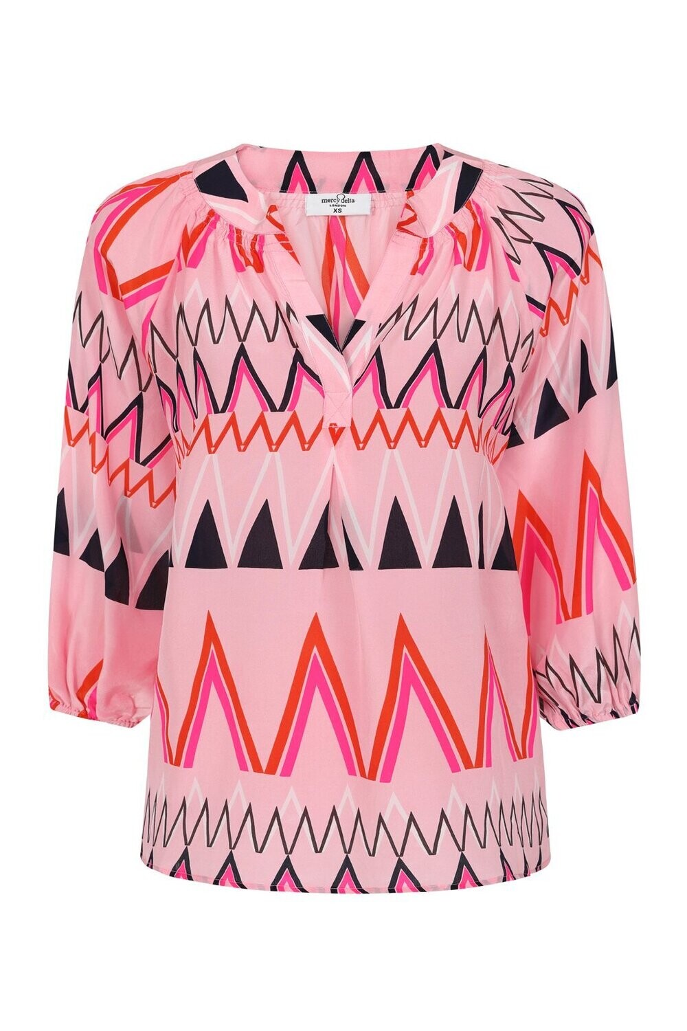 Mercy Delta Clevedon Blouse in Ziz Zag Strawberry print