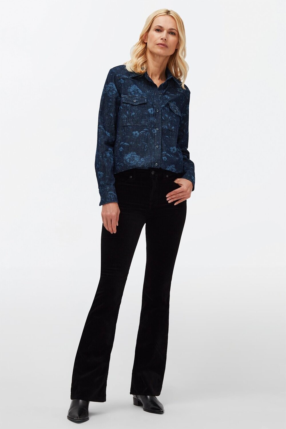 7 For All Mankind Lisha  Black Velvet Bootcut Jean