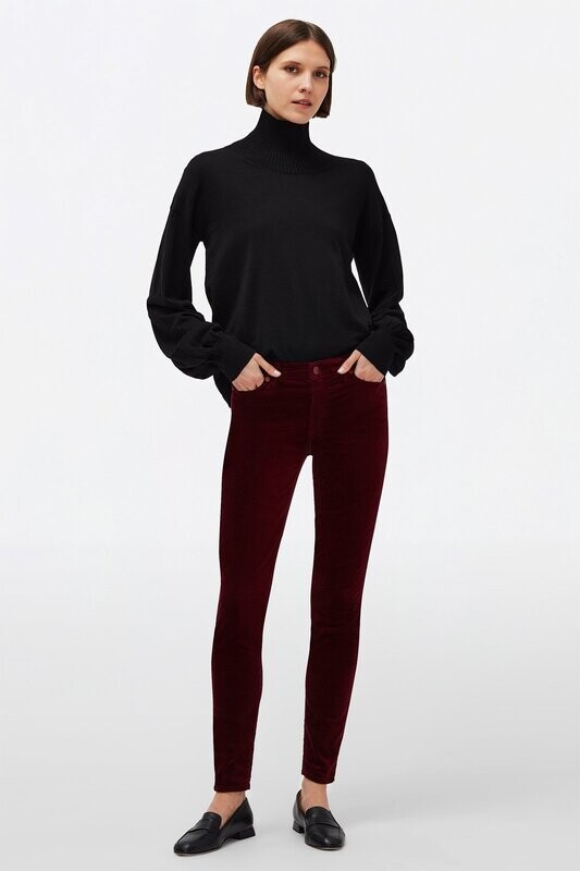 7 For All Mankind High Waist  Skinny Velvet Jean in Cabernet