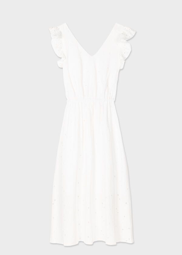 Paul Smith Broderie Anglaise Dress in White Cotton