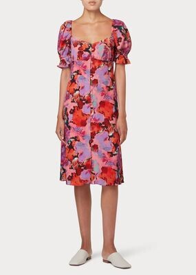 Paul Smith Marble Floral Print Puff Sleeve Dress