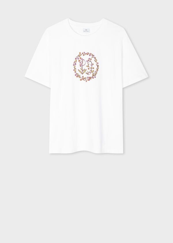 Paul Smith White T Shirt with Wreath Logo