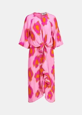 Essentiel Antwerp Dainty Floaty Sleeve Dress in Pink Nectar