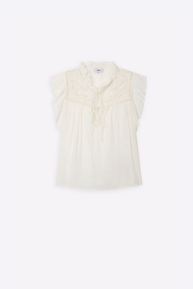 Suncoo Paris Lolita Off White Blouse With Ruffles