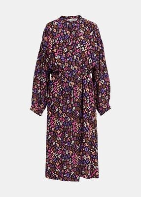 Essentiel Antwerp Eloise Midi Dress in Multicoloured Leopard Print