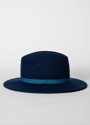 Paul Smith Navy Fedora with Cobalt Blue Band