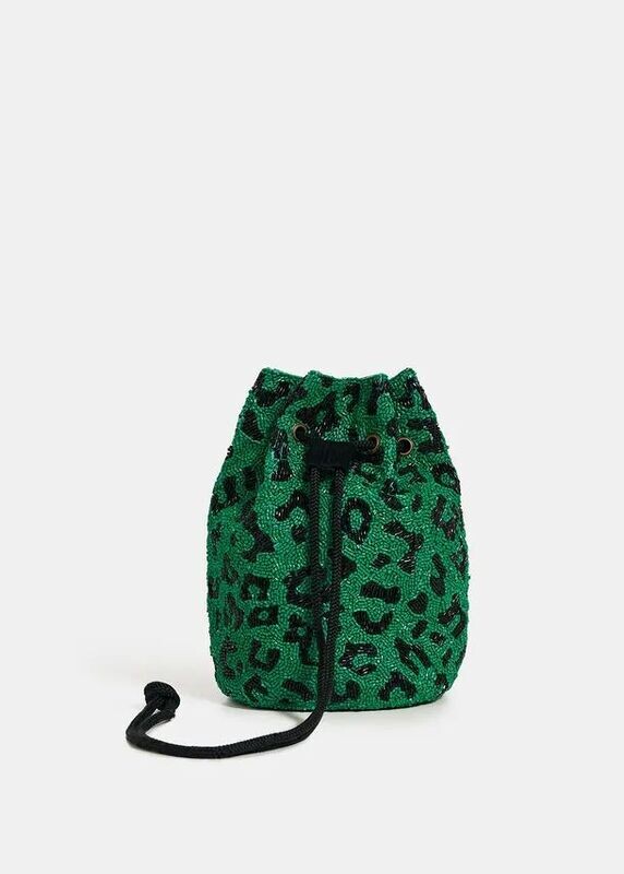 Essentiel Antwerp Enquiry Green Beaded Small Bucket Bag