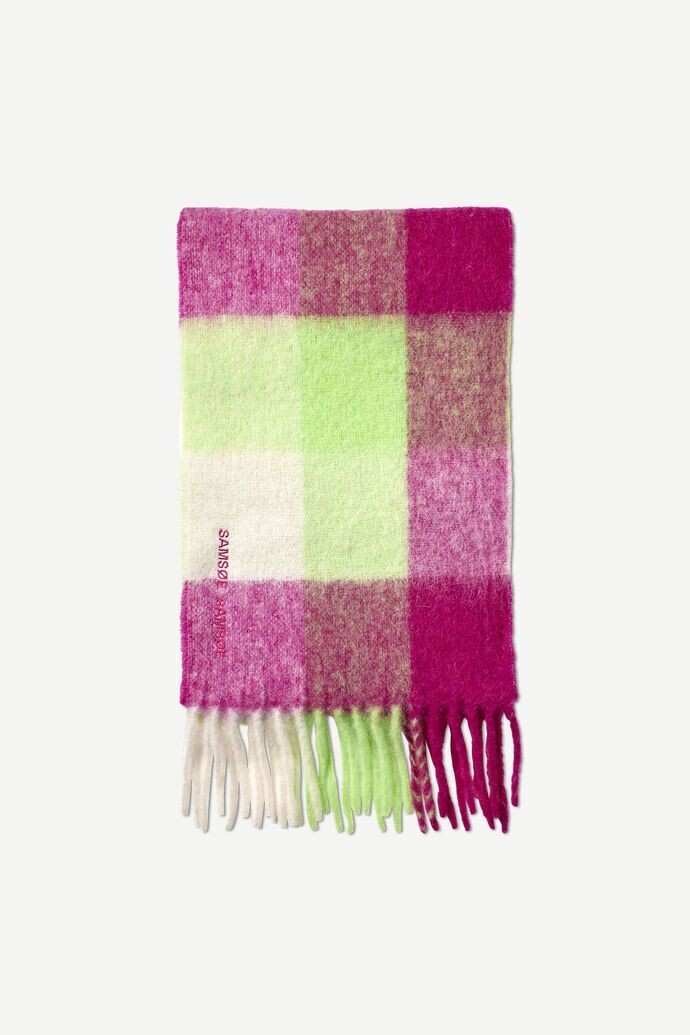 Samsoe Samsoe Alex Check Scarf in Fuschia and Green