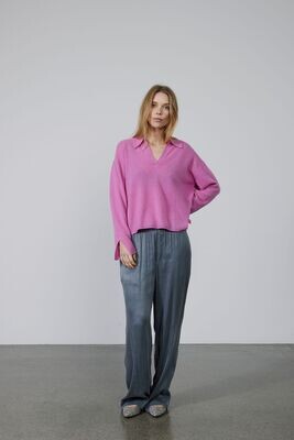 Beta Studios Greta Cashmere Polo Sweater in Violet