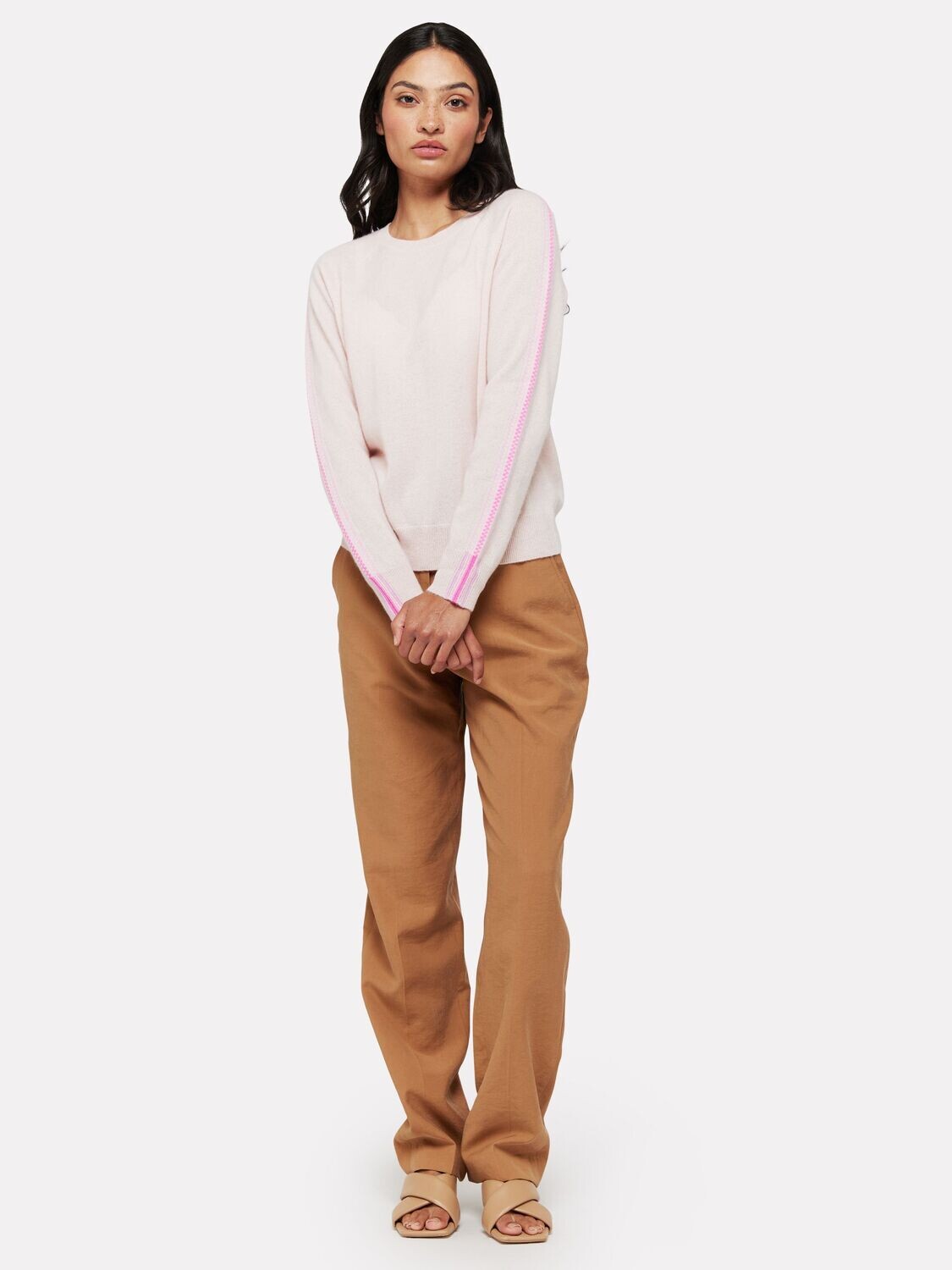 Brodie Cashmere Porcha Stripe Sweat in Cherry Blossom