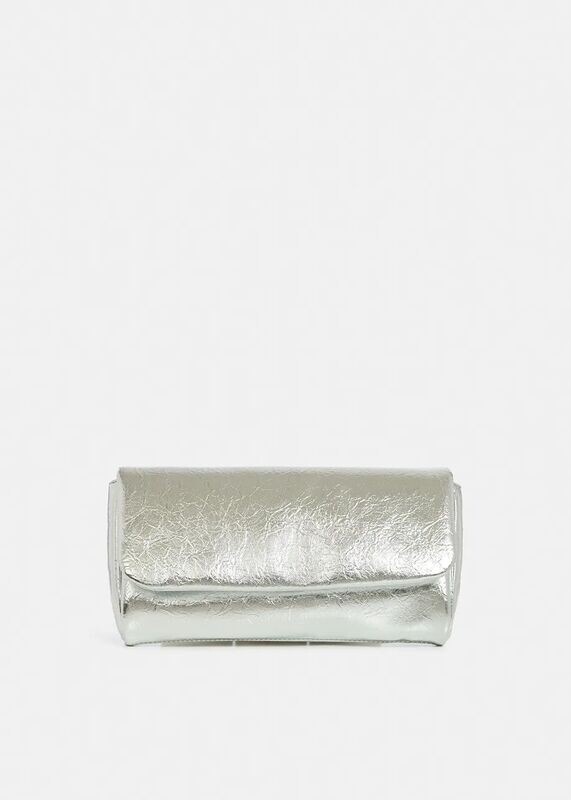 Essentiel Antwerp Fochet Metallic Silver Clutch Bag