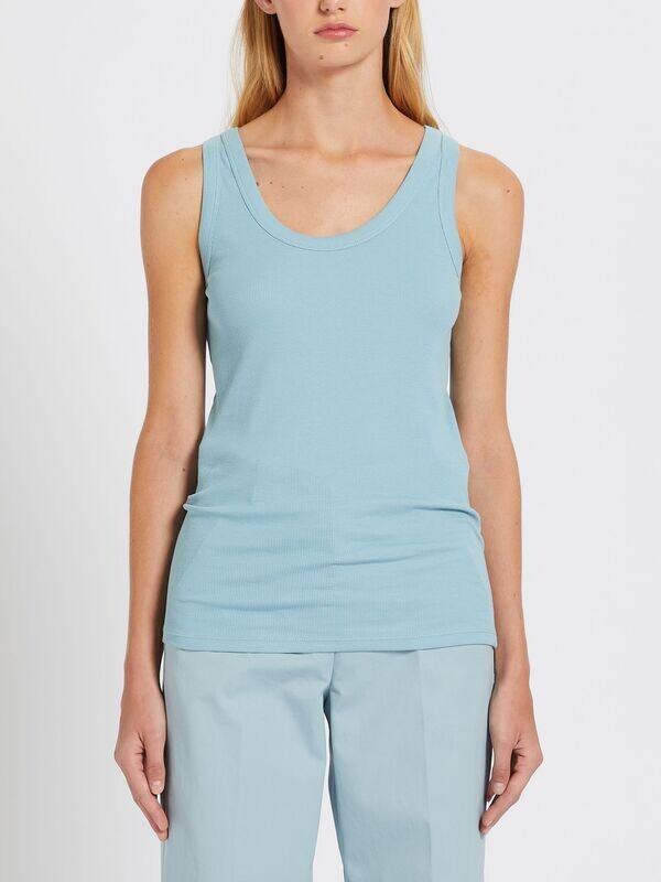 Marella Basic Cotton Rib Vest in Sky Blue