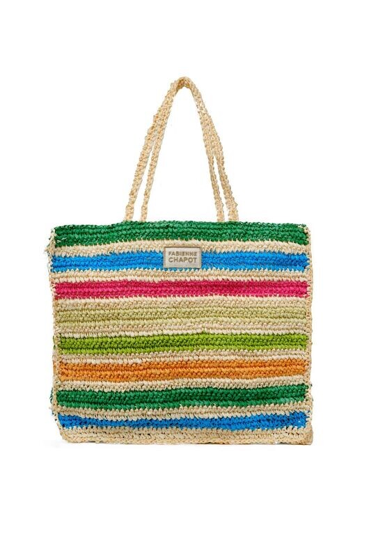 Naomi Large Raffia  Tote Bag in Multi Stripe