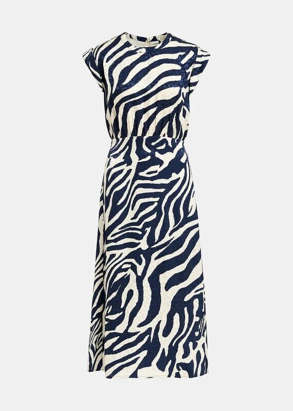 Essentiel Antwerp Fayola Zebra Print Dress Navy And Off White