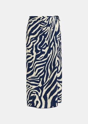 Essentiel Antwerp Flavia Zebra Print Skirt in Off white and Navy