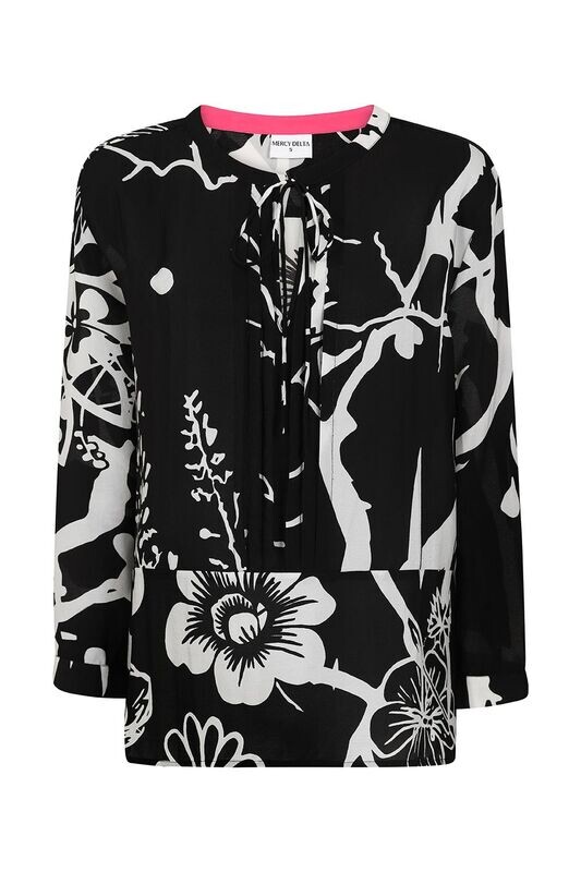 Mercy Delta Fenton Silk Blouse in Imaginary Paradise Print