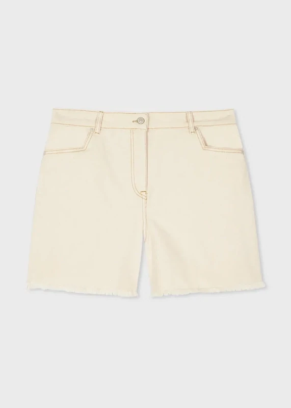 Paul Smith Ecru Denim Shorts With Raw Hem
